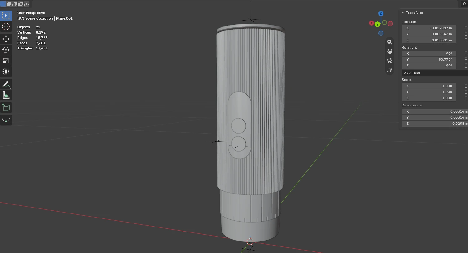 Coffee-maker digital twin authored as separate components in Blender