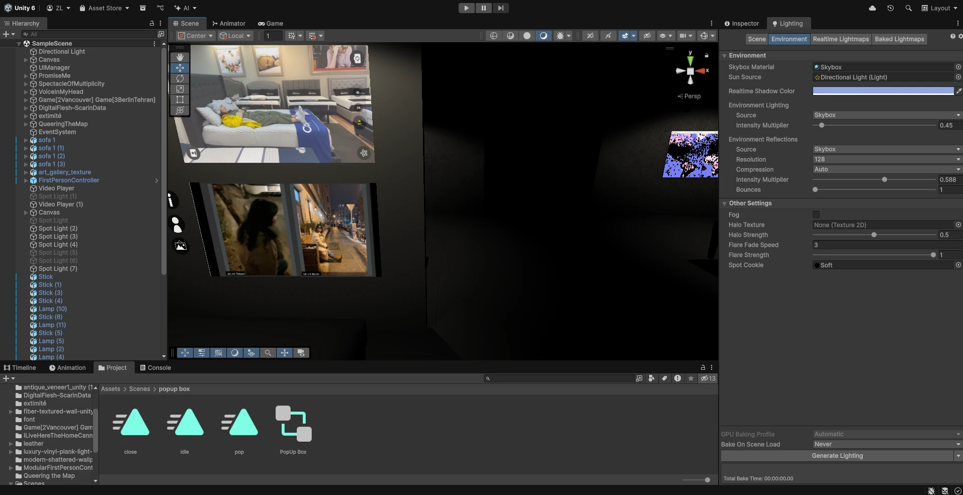 Surveillance Pleasure gallery environment being developed in Unity